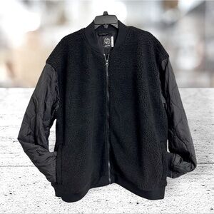 Original Use Men’s Full Zip Faux Fur Quilted‎ Long Sleeves Jacket Ebony Size XXL